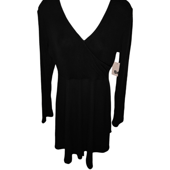 NWT SO Cross Over Wrap Bodice Skater Long Sleeve Dress - Picture 1 of 4